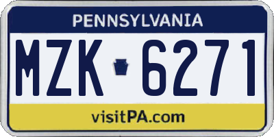 PA license plate MZK6271