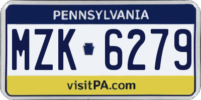 PA license plate MZK6279