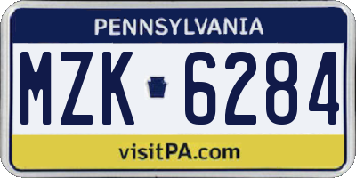 PA license plate MZK6284