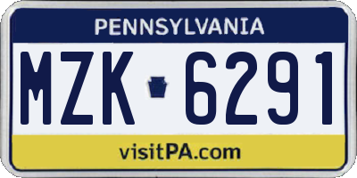 PA license plate MZK6291