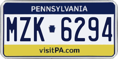 PA license plate MZK6294