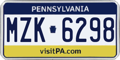 PA license plate MZK6298