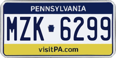 PA license plate MZK6299