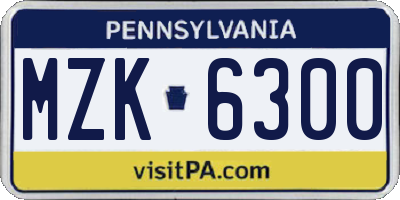 PA license plate MZK6300