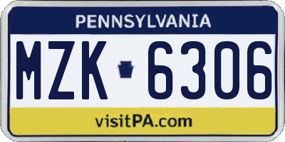 PA license plate MZK6306