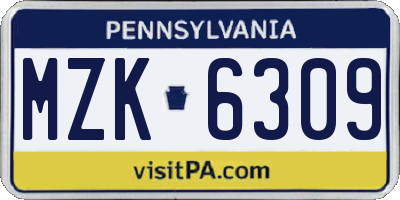 PA license plate MZK6309