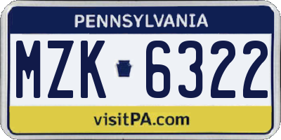 PA license plate MZK6322