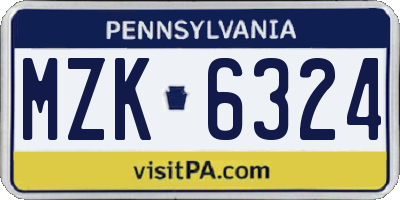 PA license plate MZK6324