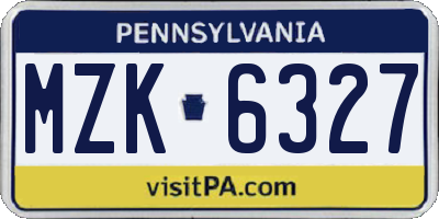 PA license plate MZK6327