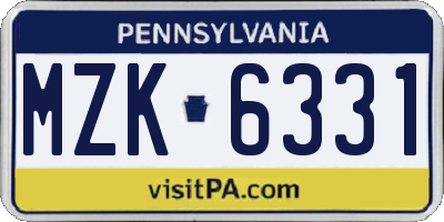 PA license plate MZK6331