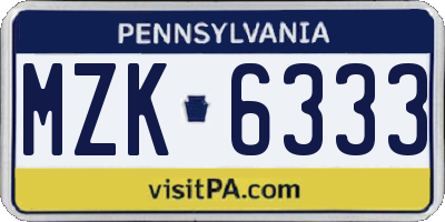 PA license plate MZK6333