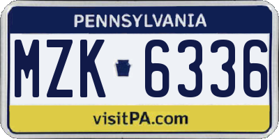 PA license plate MZK6336