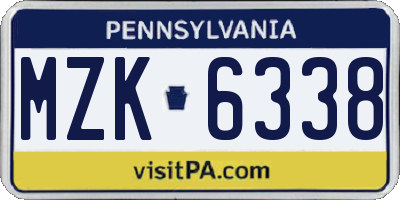 PA license plate MZK6338
