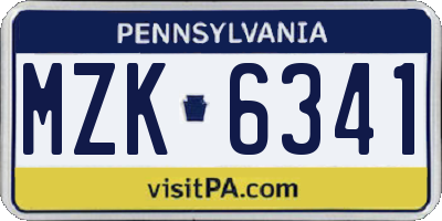 PA license plate MZK6341