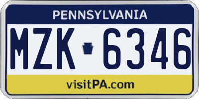 PA license plate MZK6346