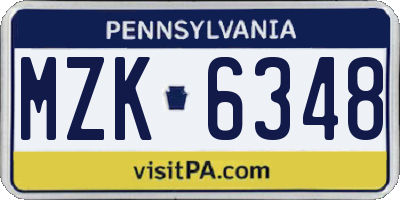 PA license plate MZK6348