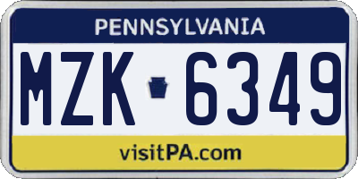 PA license plate MZK6349