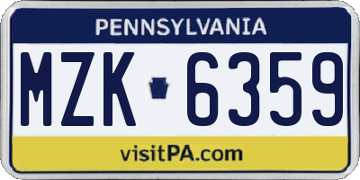 PA license plate MZK6359