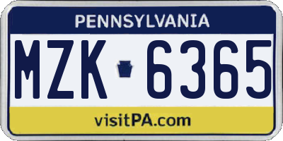 PA license plate MZK6365