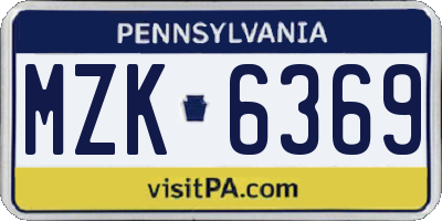 PA license plate MZK6369