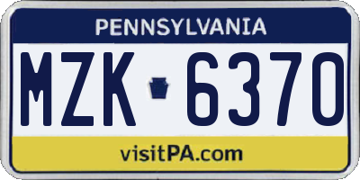 PA license plate MZK6370