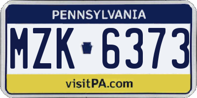 PA license plate MZK6373