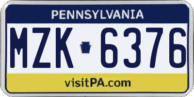 PA license plate MZK6376