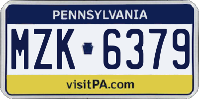 PA license plate MZK6379