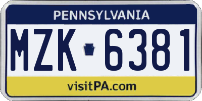 PA license plate MZK6381