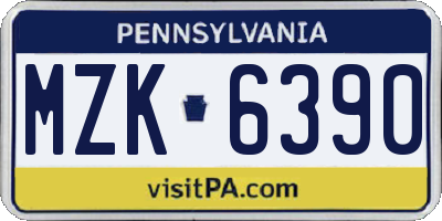 PA license plate MZK6390