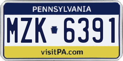 PA license plate MZK6391