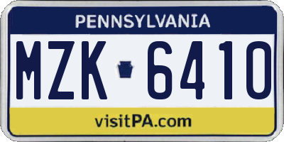PA license plate MZK6410