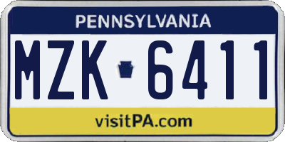 PA license plate MZK6411