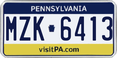 PA license plate MZK6413