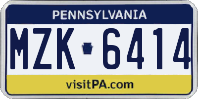 PA license plate MZK6414
