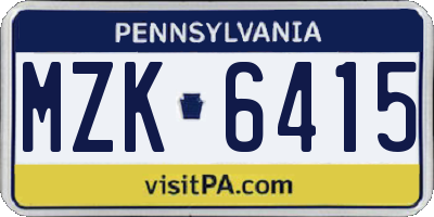 PA license plate MZK6415