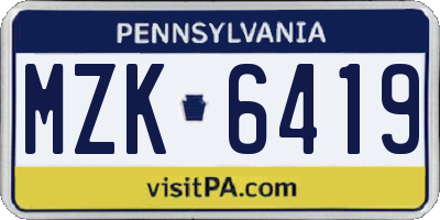 PA license plate MZK6419