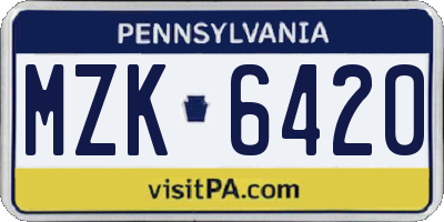 PA license plate MZK6420