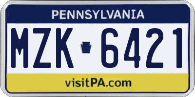 PA license plate MZK6421