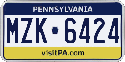 PA license plate MZK6424