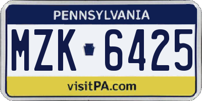 PA license plate MZK6425