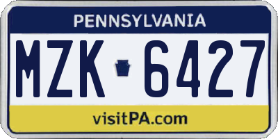 PA license plate MZK6427