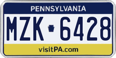 PA license plate MZK6428