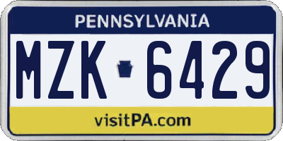 PA license plate MZK6429