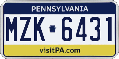 PA license plate MZK6431