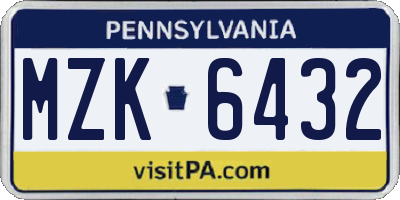 PA license plate MZK6432