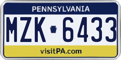 PA license plate MZK6433