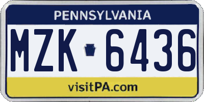 PA license plate MZK6436