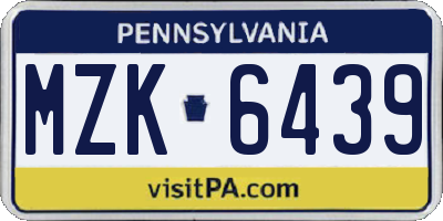 PA license plate MZK6439