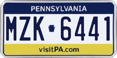 PA license plate MZK6441
